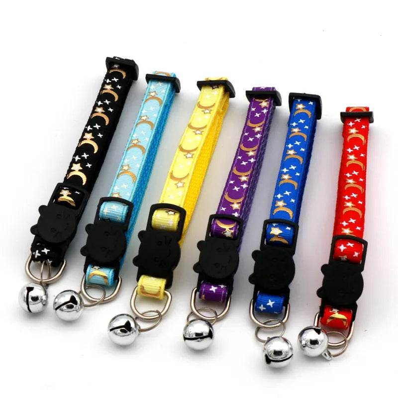 Cartoon Star Moon Cat Collar With Adjustable Bell For Safety