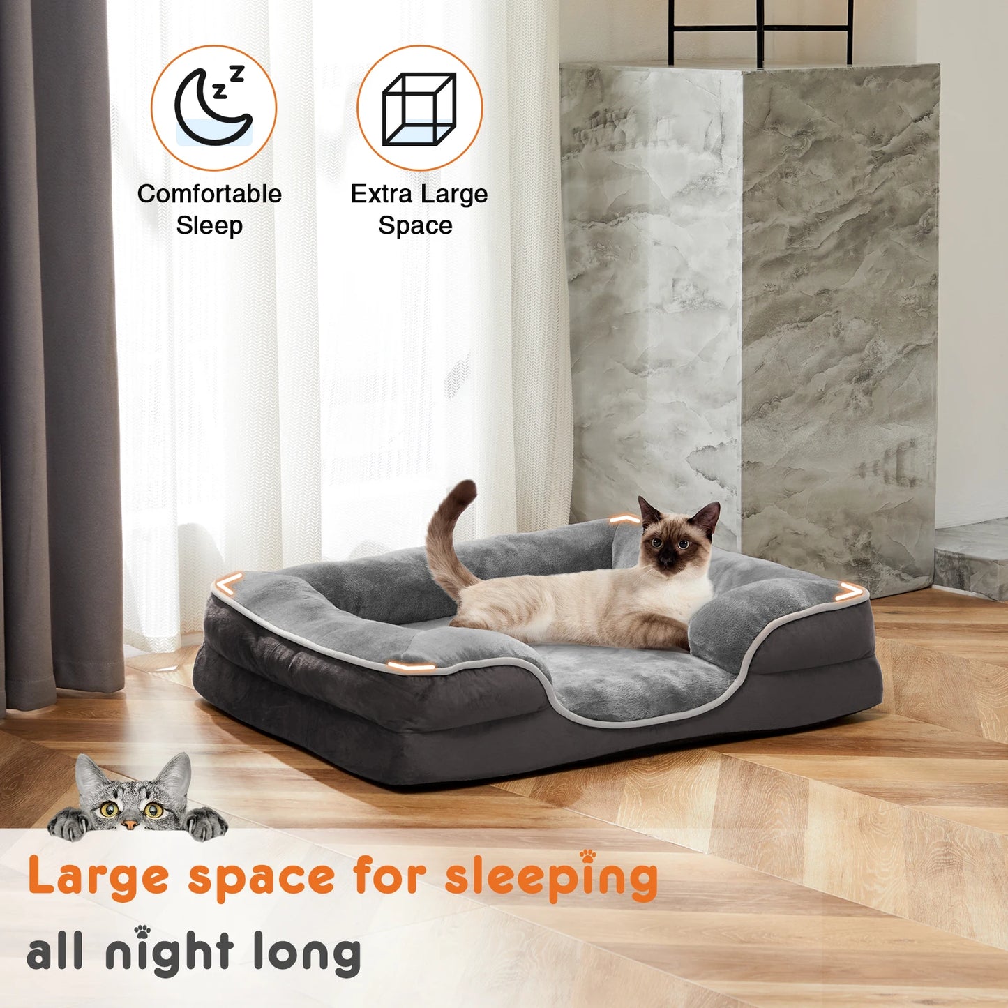 JHK Orthopedic Memory Foam Dog Bed for Pets Comfort