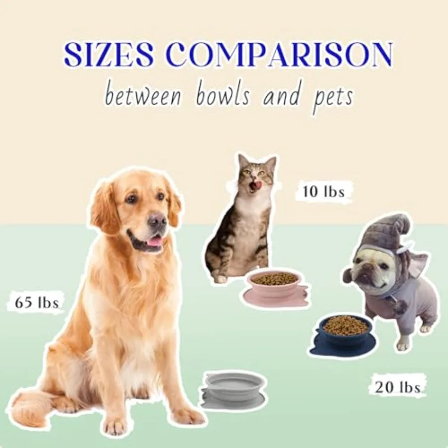 2-In-1 Collapsible Silicone Travel Bowls For Dogs And Cats