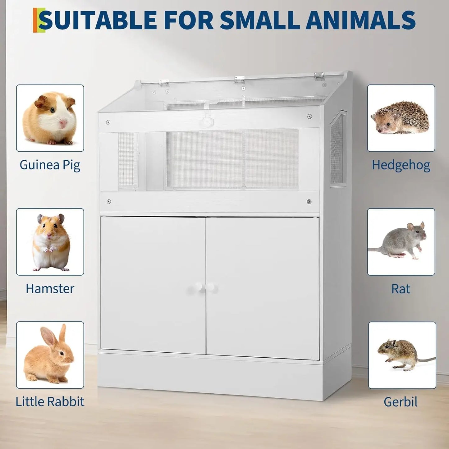 HiMISS Large Acrylic Small Animal Cage With Storage Cabinet Habitat