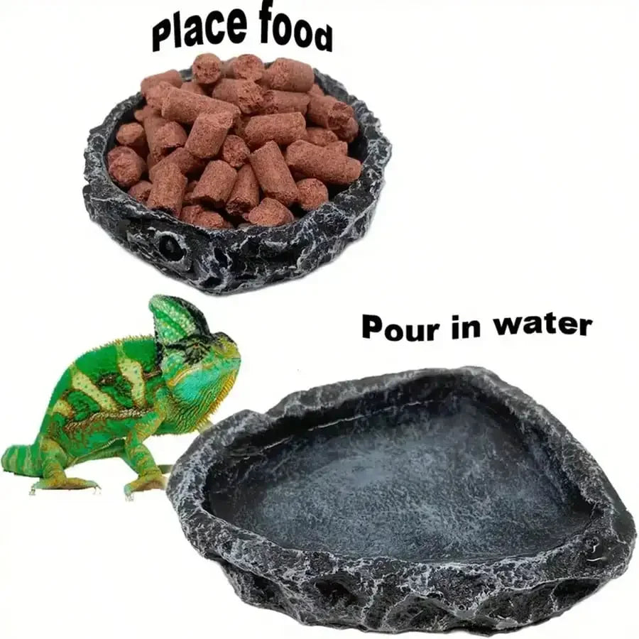 Stone-Like Reptile Feeding Bowls Safe And Durable