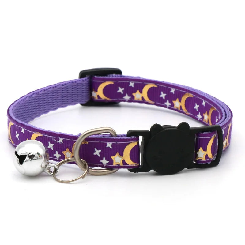 Cartoon Star Moon Cat Collar With Adjustable Bell For Safety