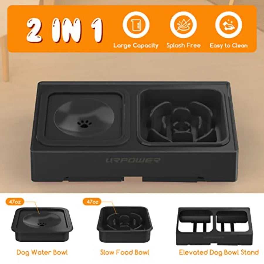 2-In-1 Elevated Dog Bowls With Stand Four Height Adjustments