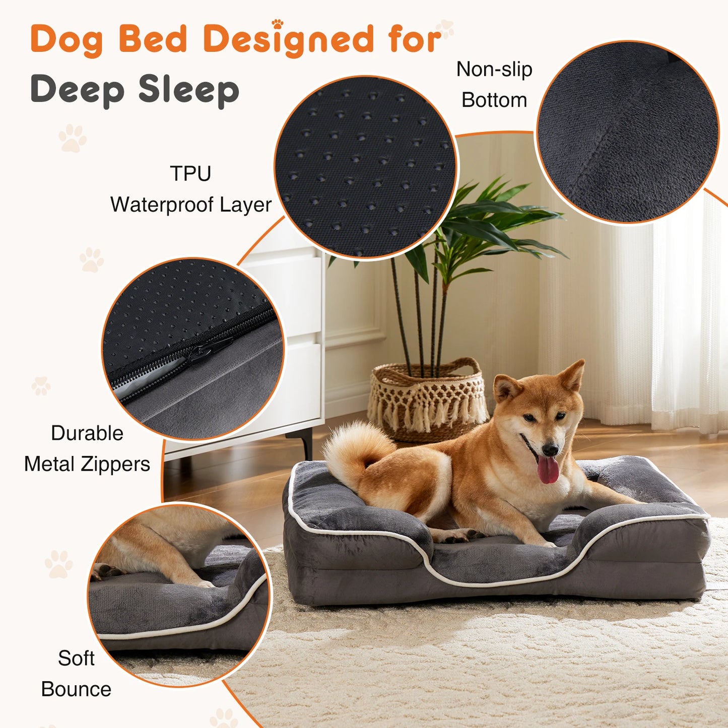 JHK Orthopedic Memory Foam Dog Bed for Pets Comfort