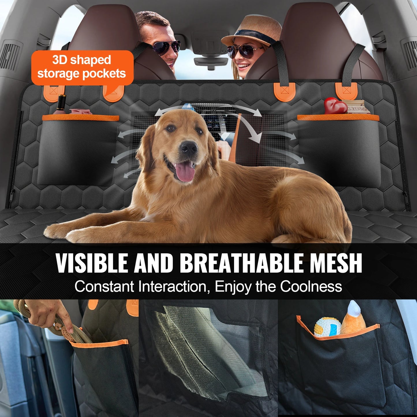 SucceBuy Back Seat Extender Hammock For Dogs With Mesh Window