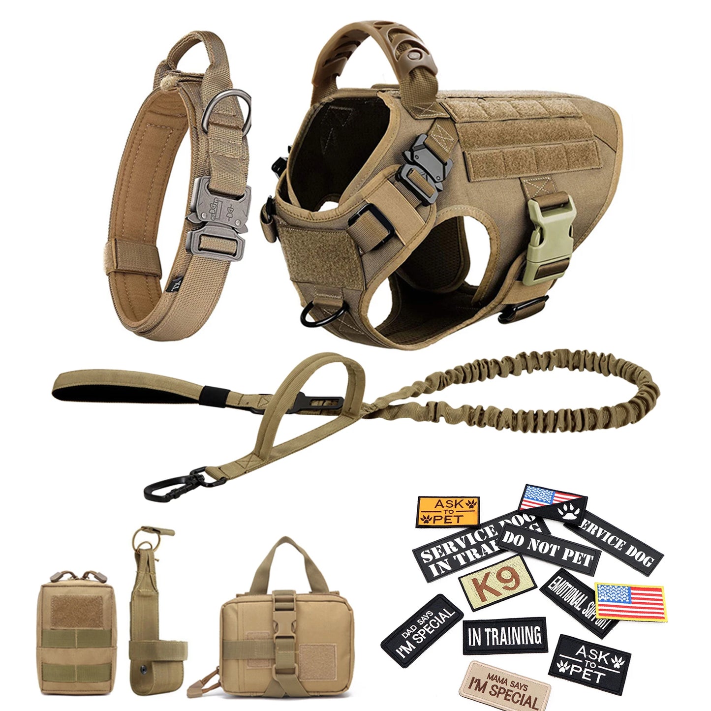 PETRAVEL Military Large Dog Harness Vest Set for Training Malinois