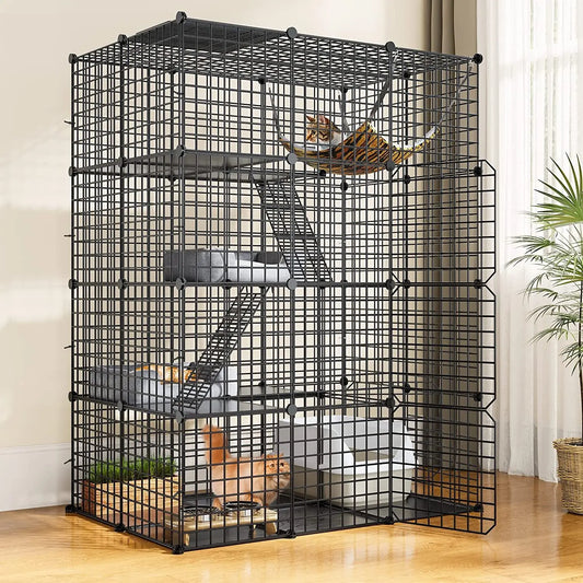 Cat Cage Enclosure Metal Wire 4-Tier DIY Playpen Catio