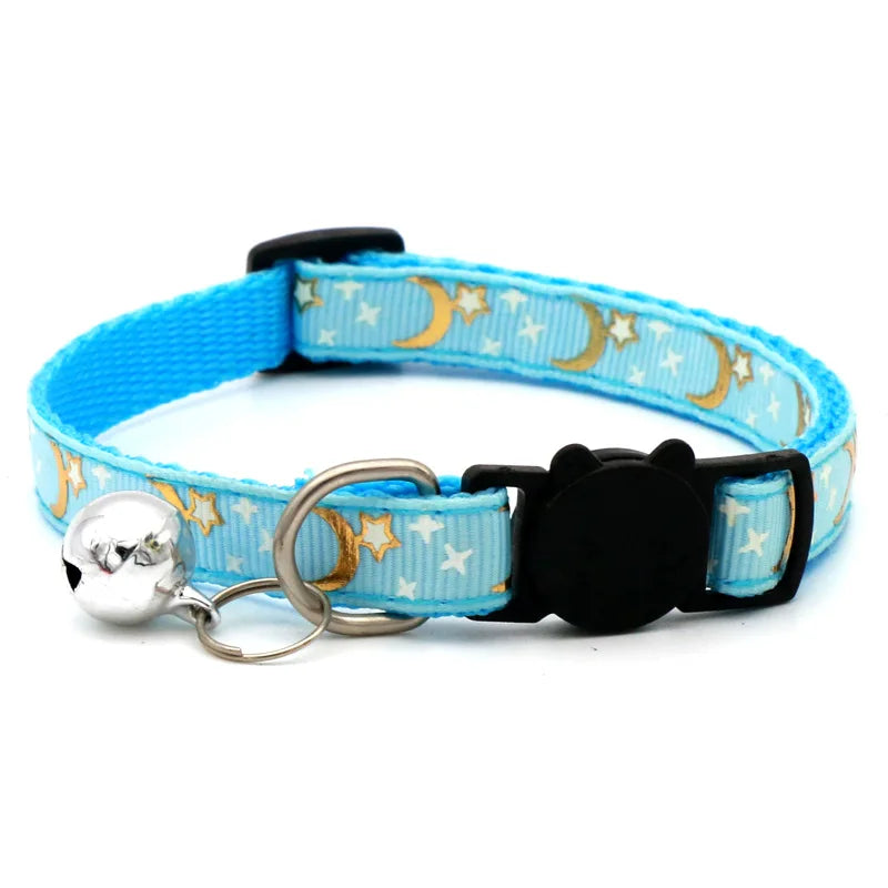 Cartoon Star Moon Cat Collar With Adjustable Bell For Safety