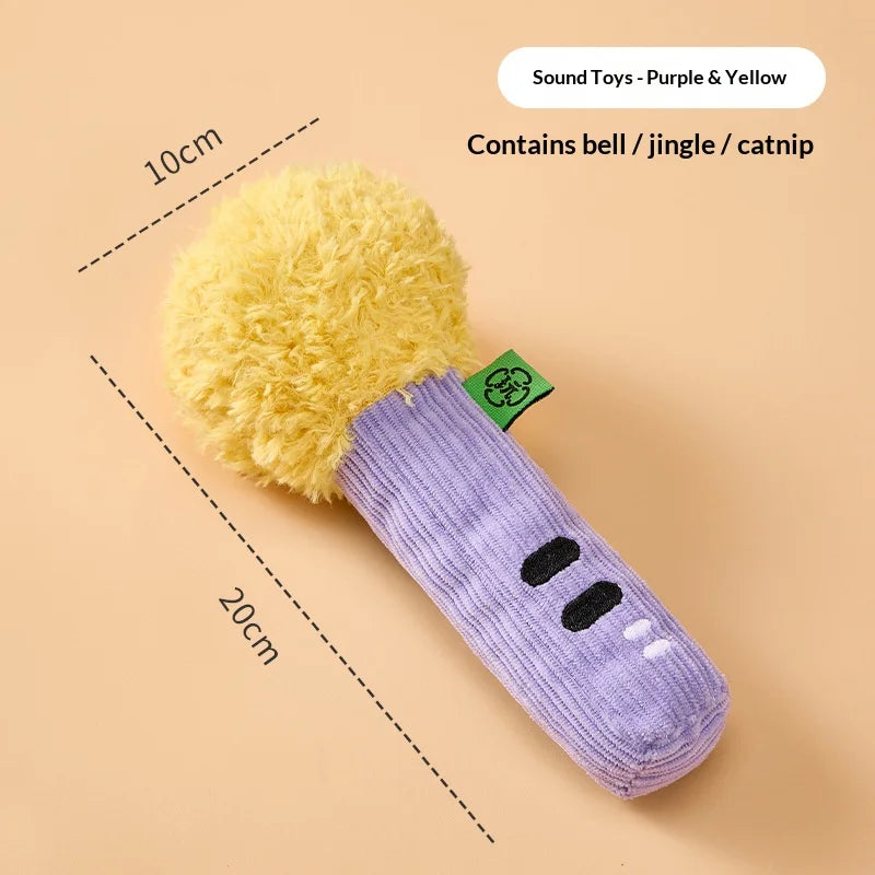 Self Play Cat Toy Crinkle Paper Squeaky Teaser Wand