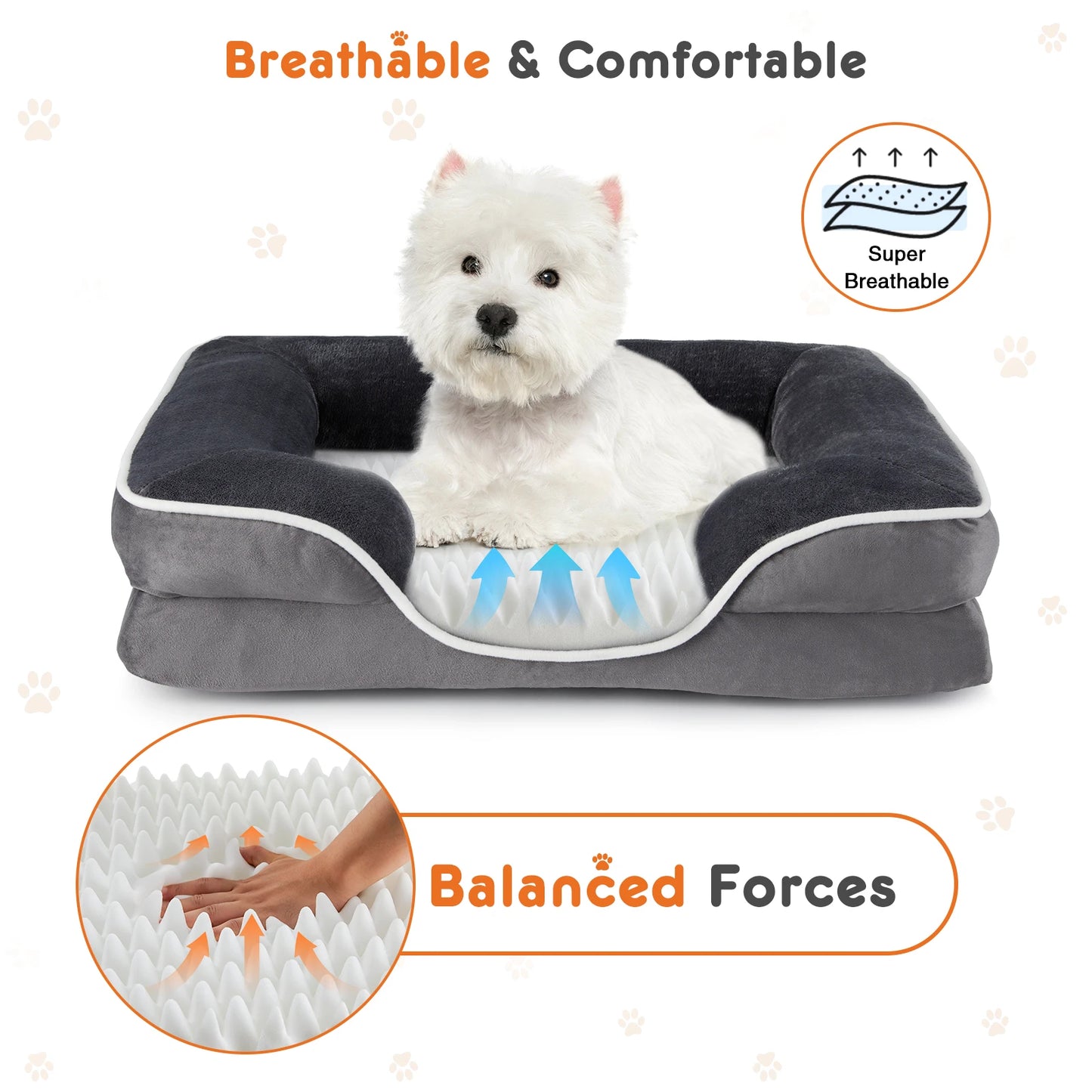 JHK Orthopedic Memory Foam Dog Bed for Pets Comfort