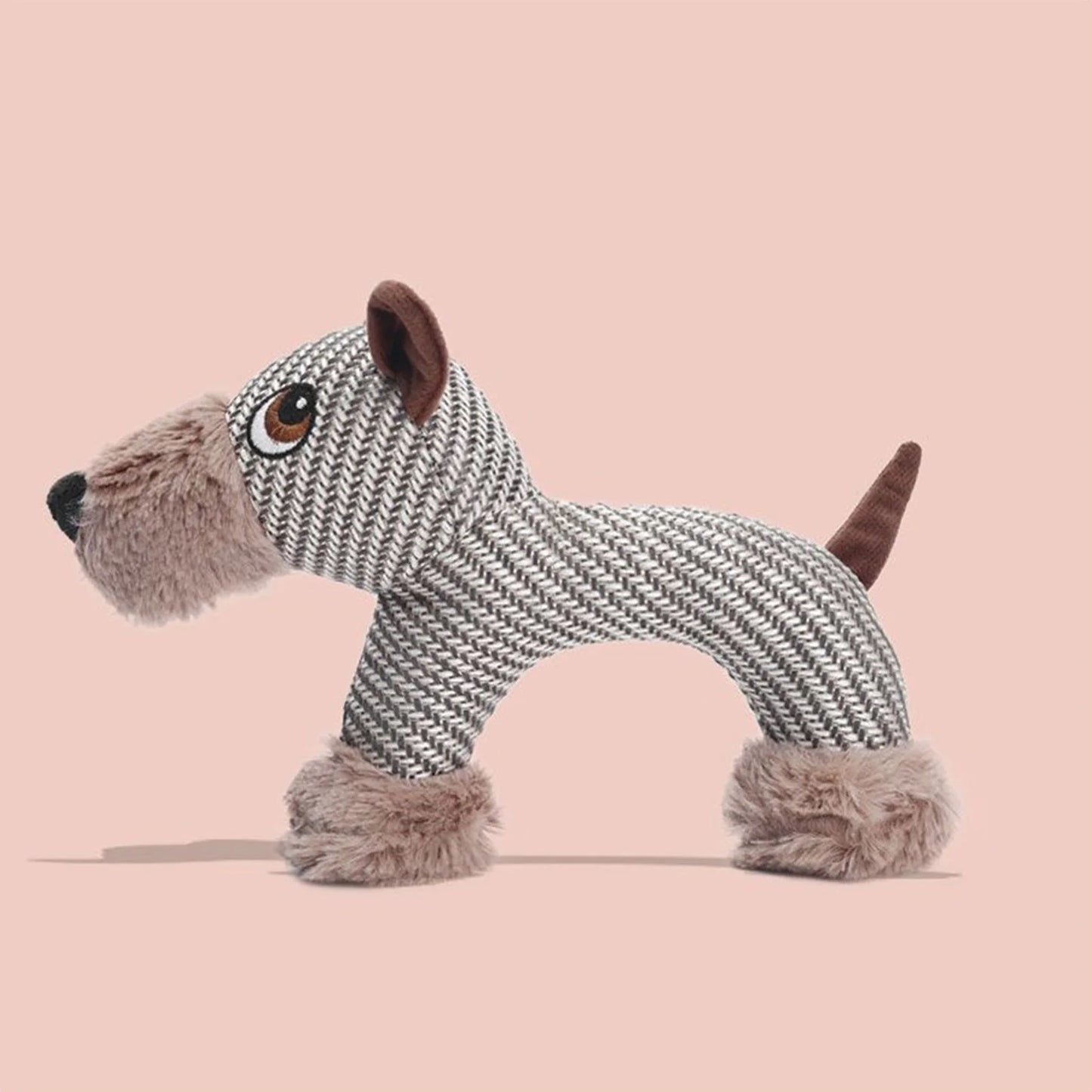 Shunmaii Squeaky Dog Teeth Grinding Toy Plush Linen Animal Shape