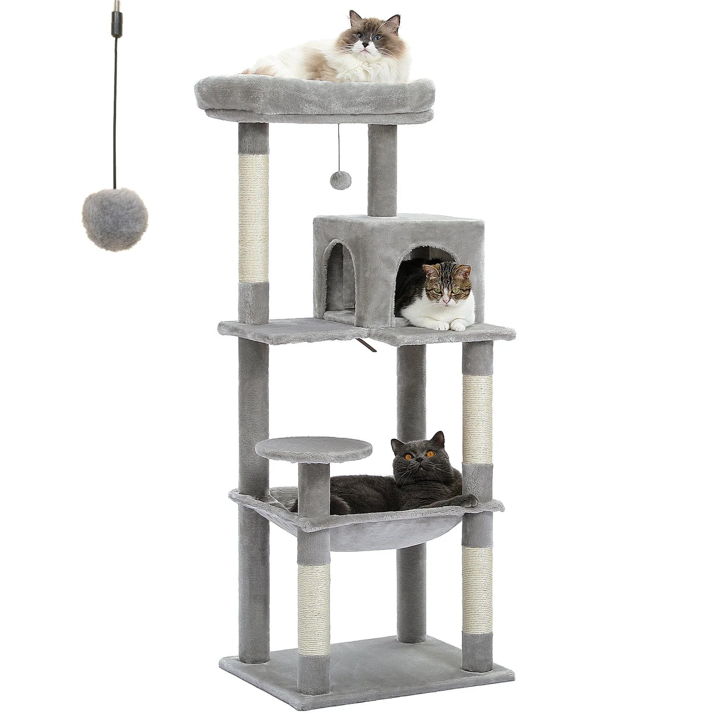 PAWZ Road Cat Tree Indoor 5 Level Tower With Hammock And Scratching Posts