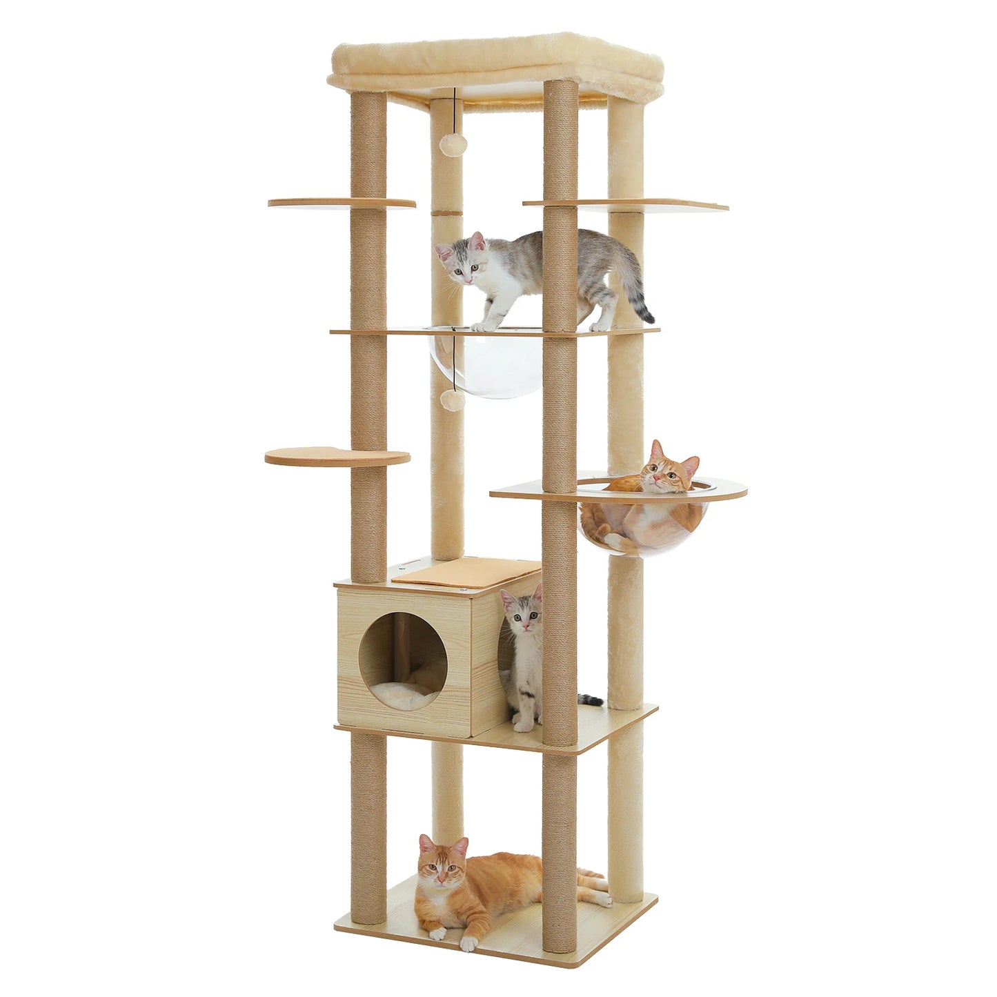 PAWZ Ro Multi-Level Cat Tree Indoor Wood Tower With Scratching Posts