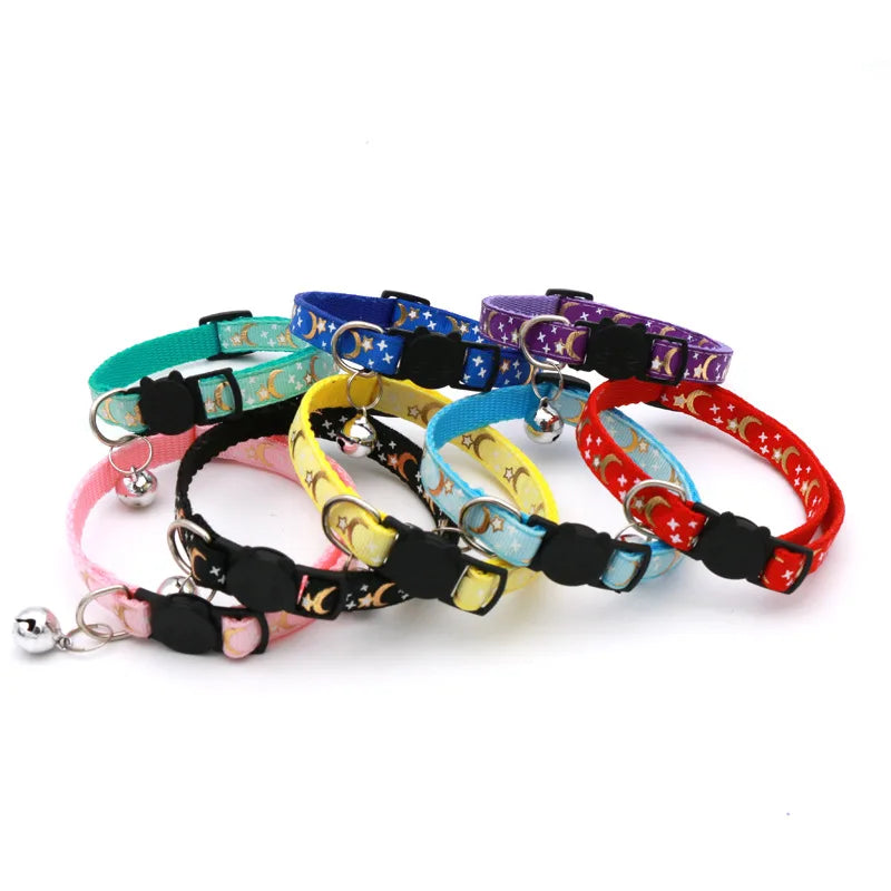 Cartoon Star Moon Cat Collar With Adjustable Bell For Safety