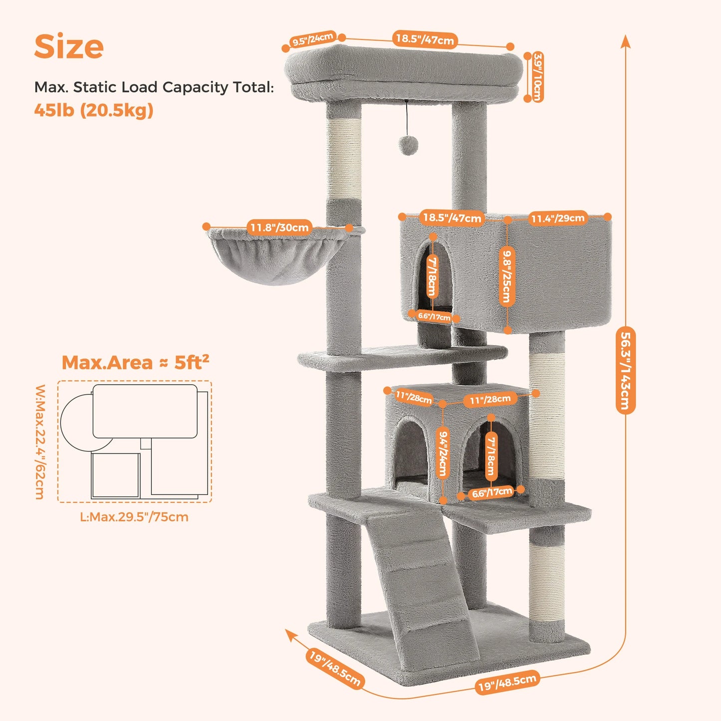 PAWZ Road Cat Tree With Toy Perch And Scratching Posts