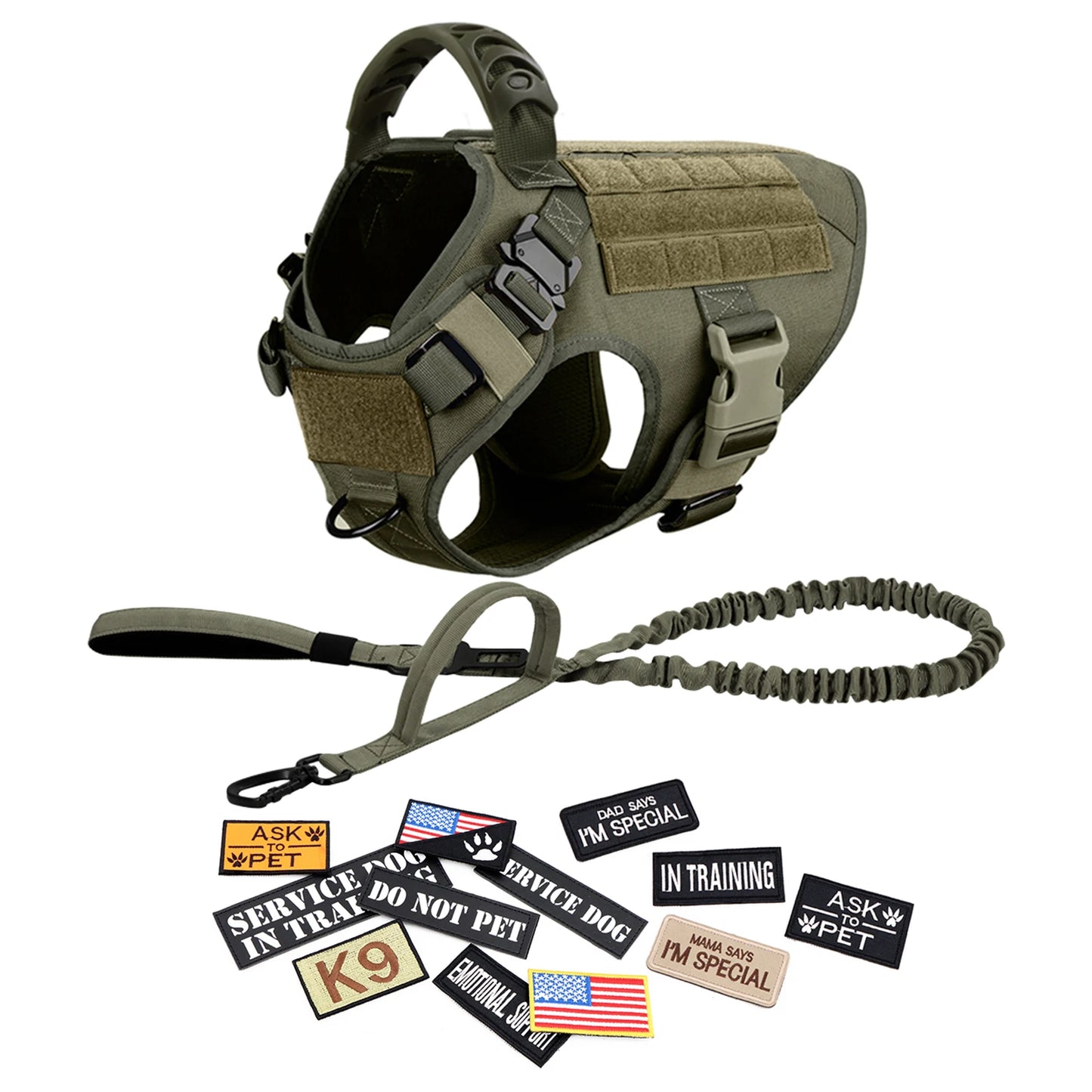 PETRAVEL Military Dog Harness Vest Set With Leash And Patches