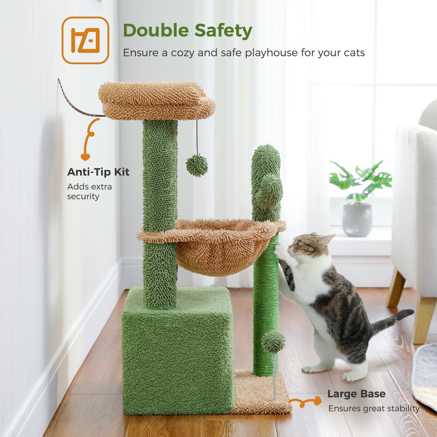 PAWZ Road 4 In 1 Cat Tree With Condo Hammock And Scratching Post
