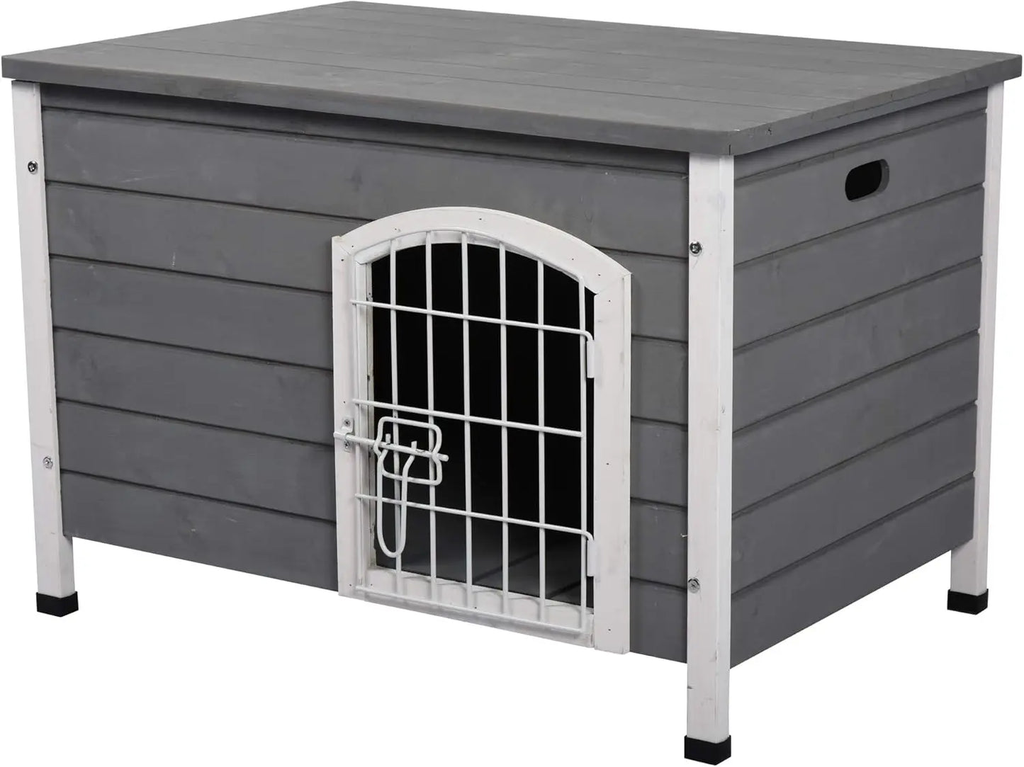 Wooden Dog Cage With Openable Top And Locking Wire Door