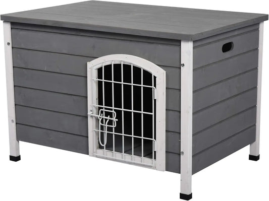 Wooden Dog Cage With Openable Top And Locking Wire Door