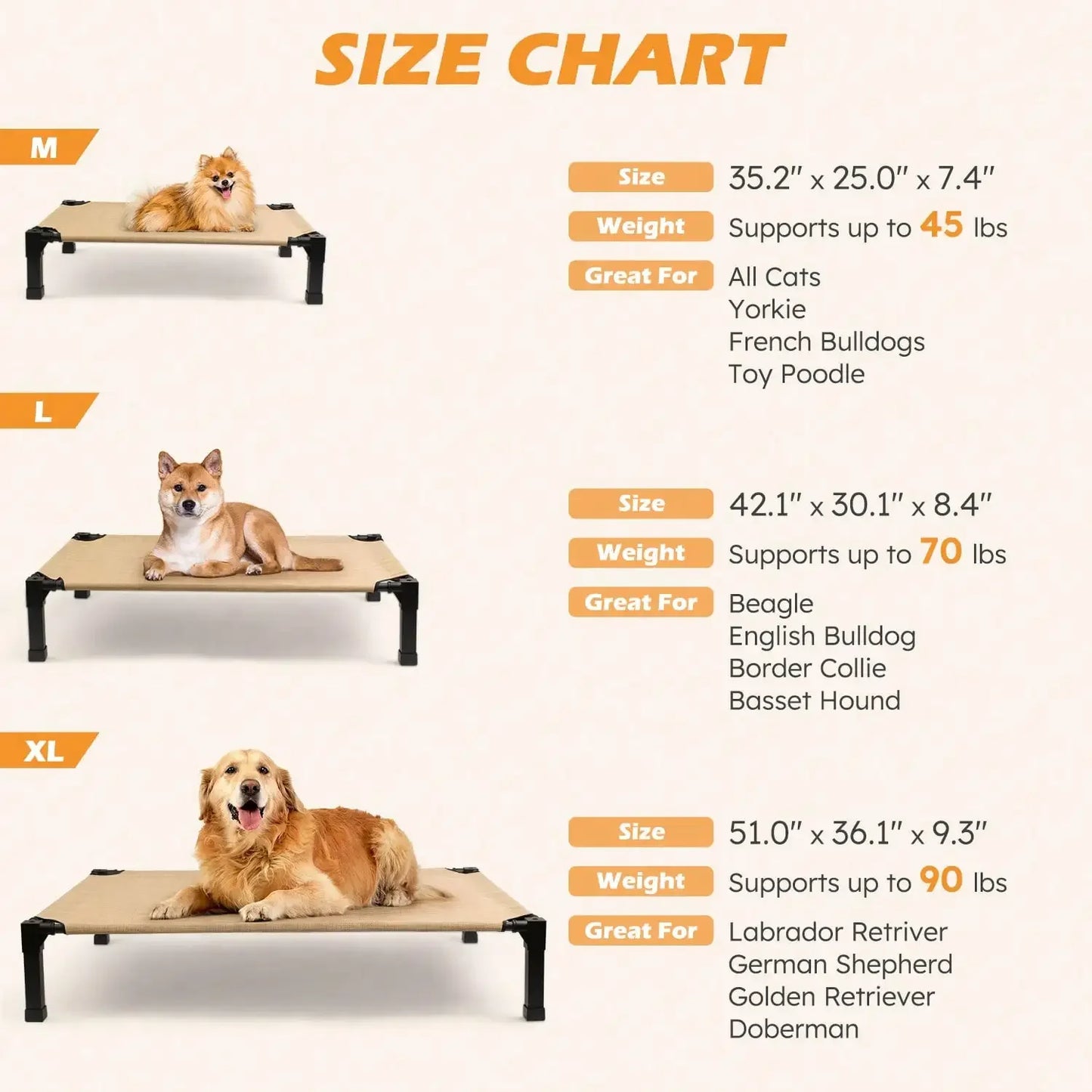 Elevated Dog Bed Outdoor Cot For Large Pets Non Slip