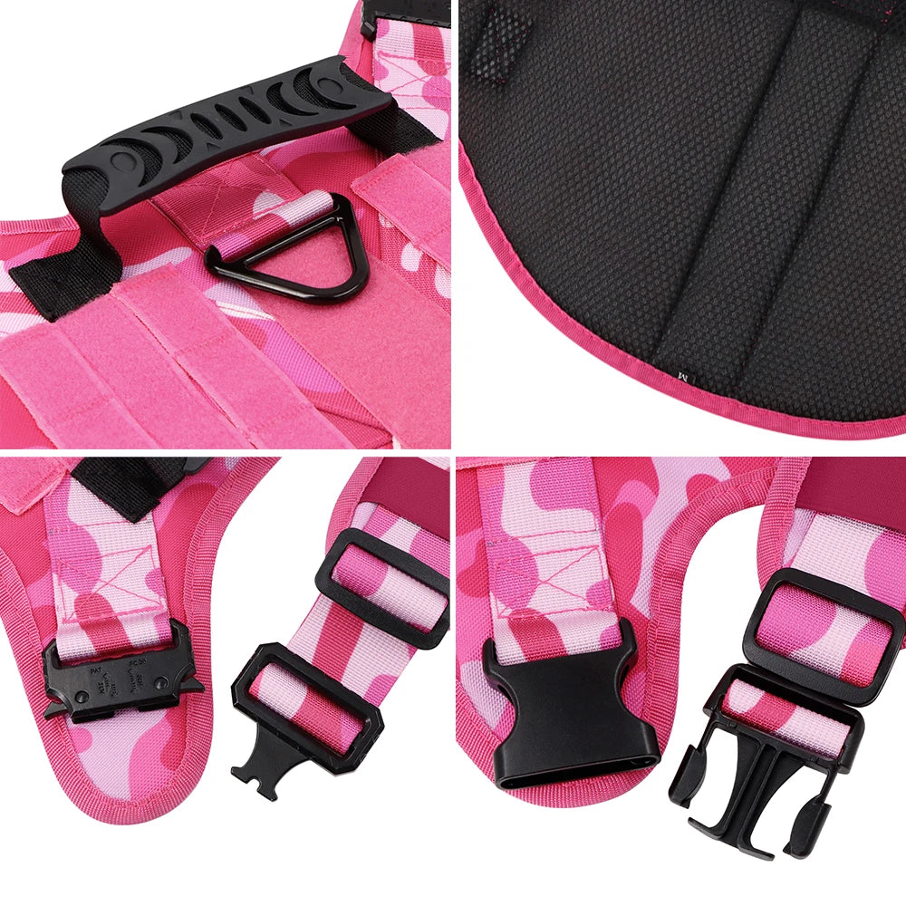 PETRAVEL Military Camouflage Dog Harness For Large And Medium Dogs