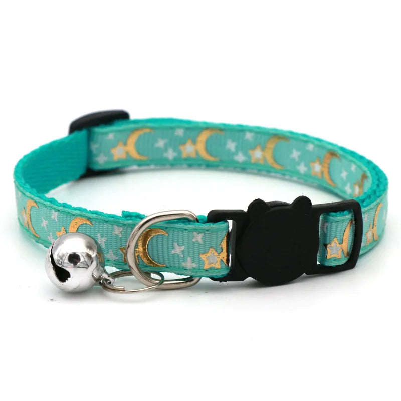 Cartoon Star Moon Cat Collar With Adjustable Bell For Safety