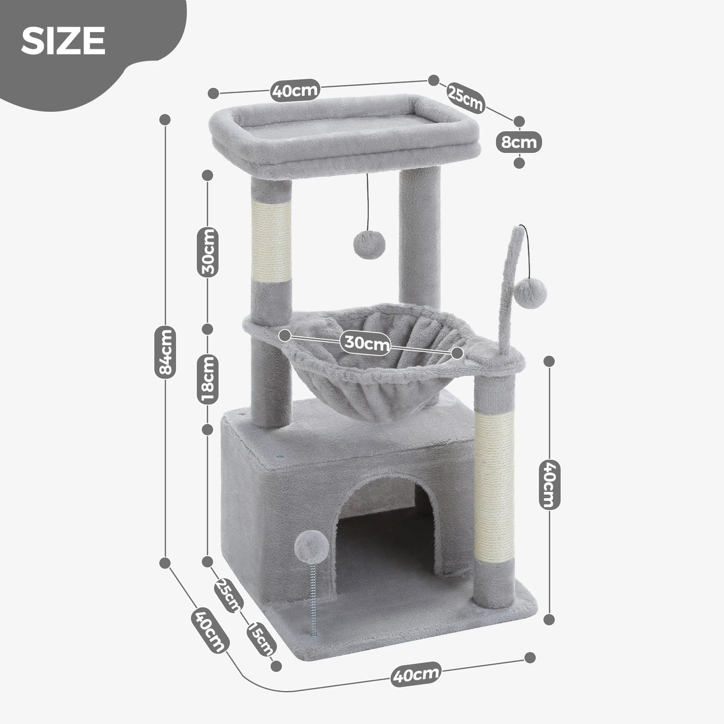 PAWZ Road 4 In 1 Cat Tree With Condo Hammock And Scratching Post