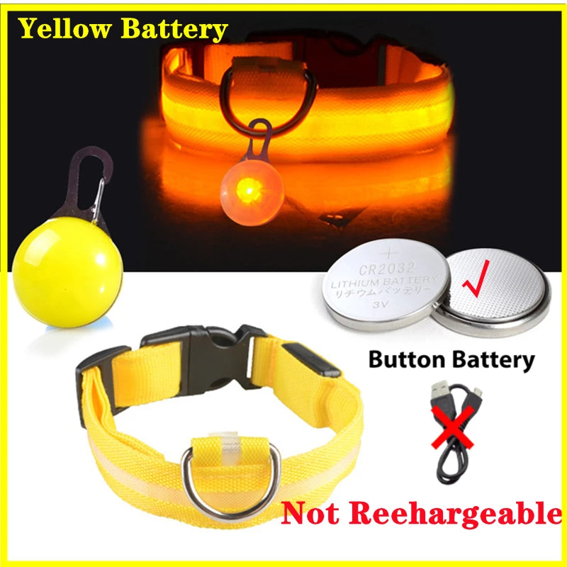 NONECN Usb Charging Glowing Dog Collar With Pendant Led Light