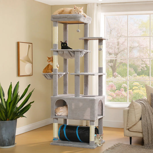 PAWZ Road Tall Cat Tree with Large Condo and Tunnels