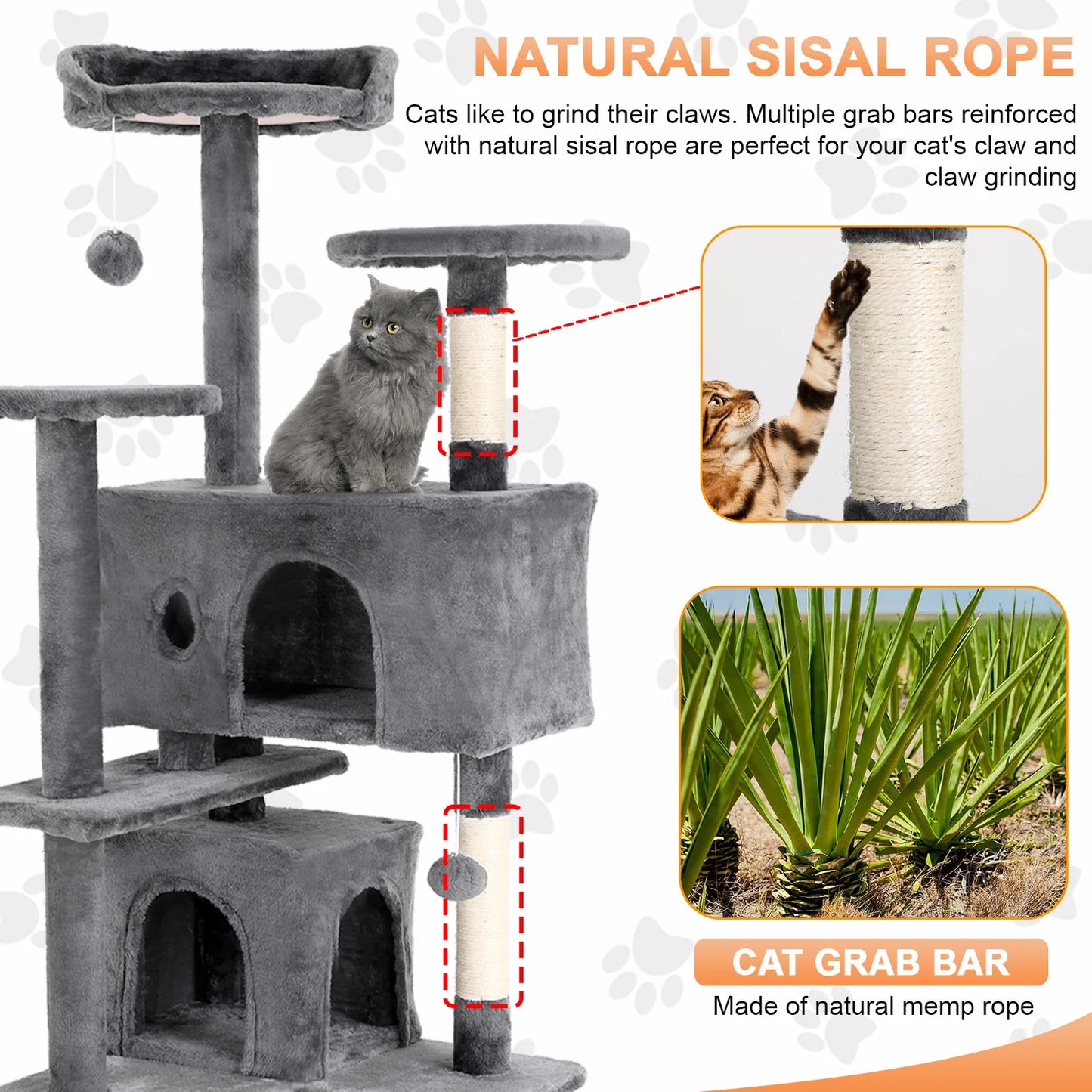 Four Tier Cat Tree With Sisal Posts And Dangling Ball