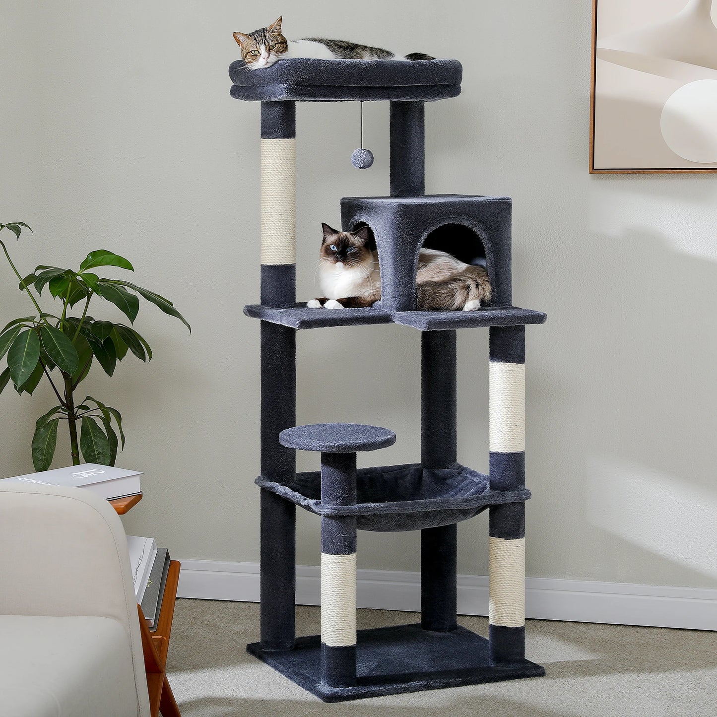 PAWZ Road Cat Tree Indoor 5 Level Tower With Hammock And Scratching Posts