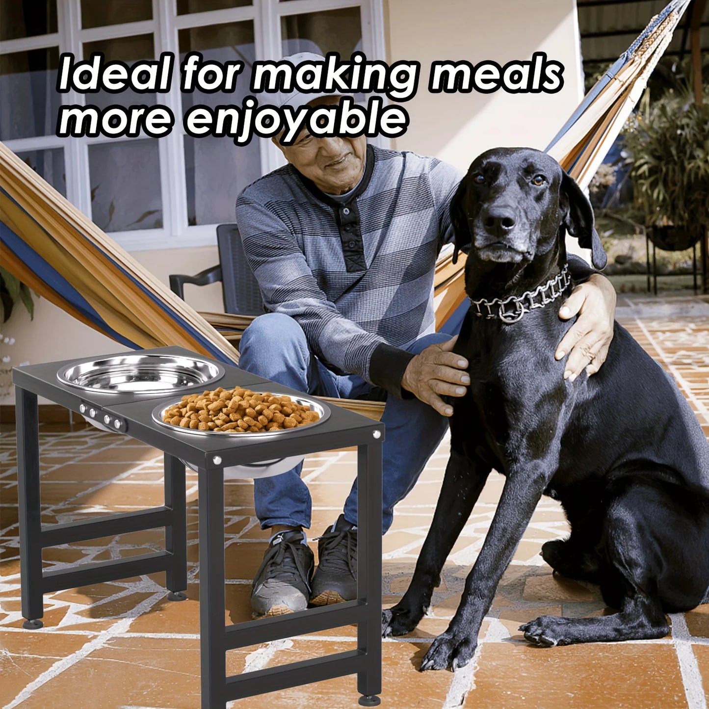 Elevated Dog Bowls For Large Dogs With Mat And Dual 3000ml Bowls