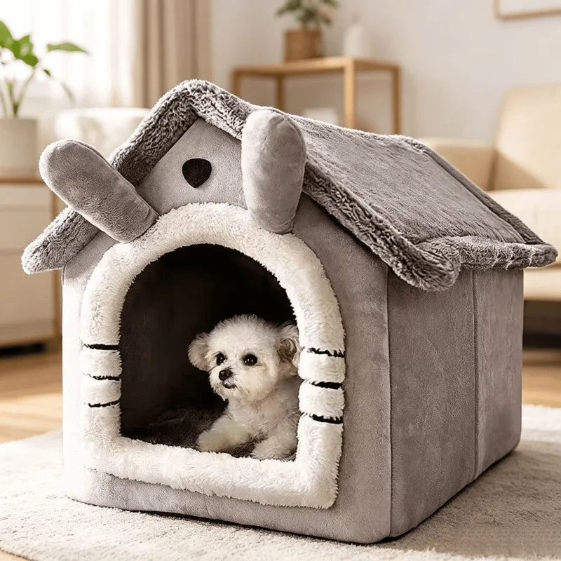 Indoor Soft Pet House Bed With Removable Washable Cushion