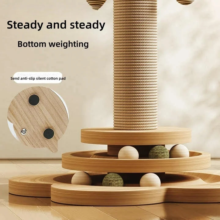 Indoor Cat Scratching Post With Ball Track Toy Kit Set