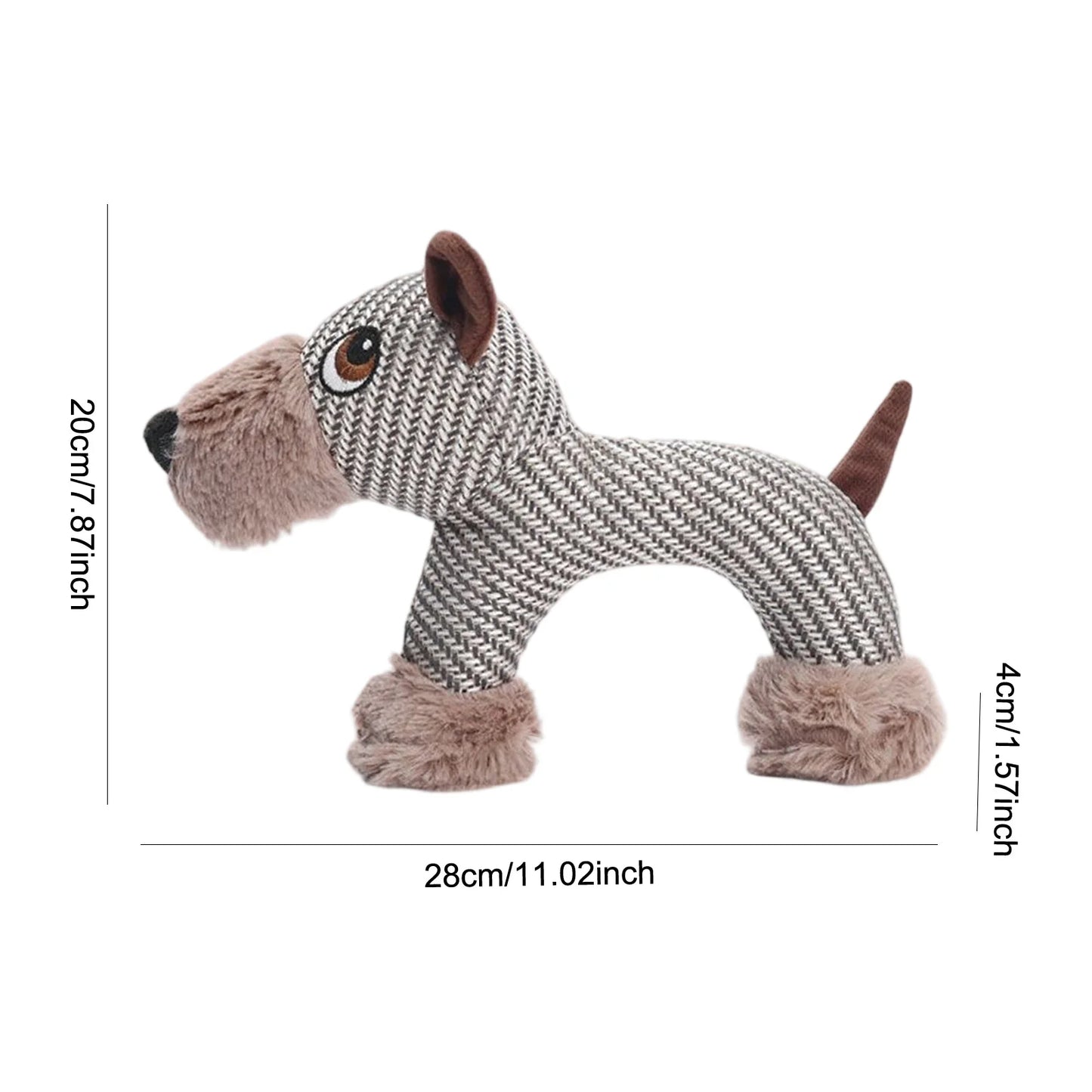 Shunmaii Squeaky Dog Teeth Grinding Toy Plush Linen Animal Shape