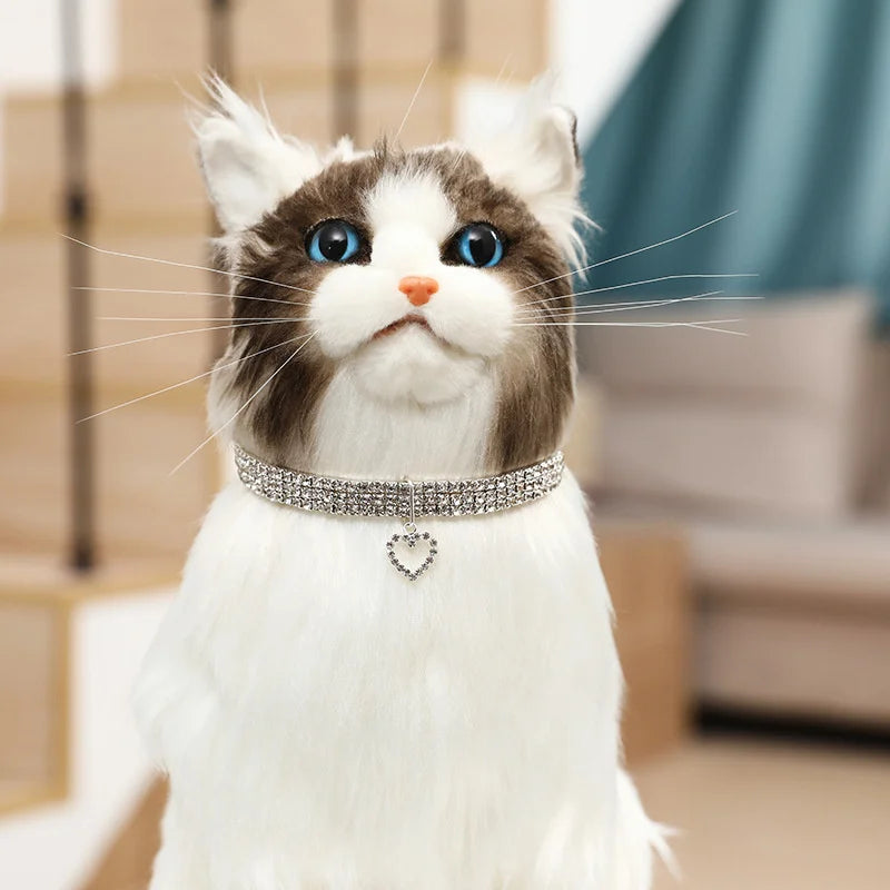 NONED Three Row Elastic Rhinestone Pet Collar