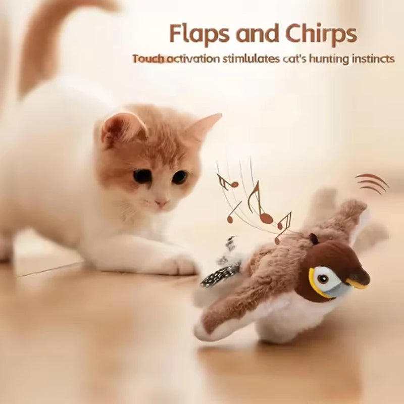 Interactive Chirping Bird Toy for Cats and Dogs Rechargeable Plush