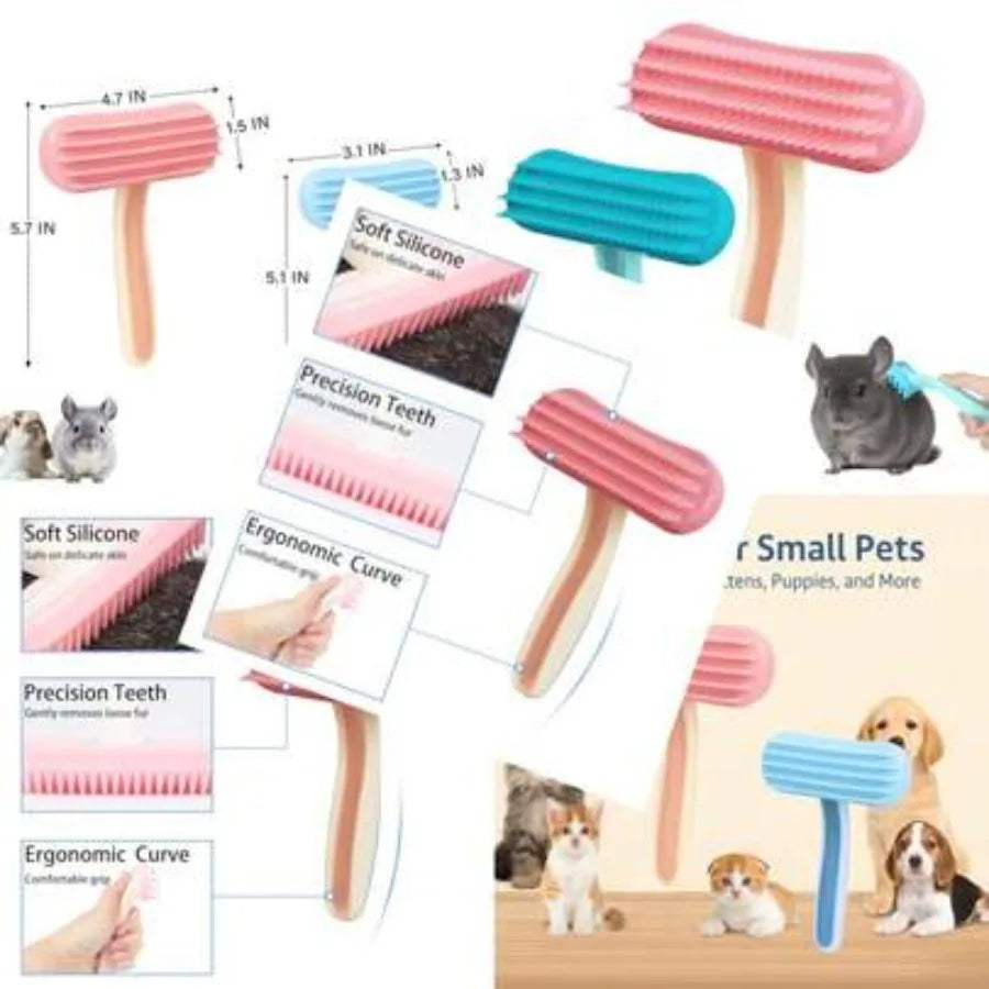 2 Pack Bunny And Chinchilla Grooming Brush Deshedding For Guinea Pigs