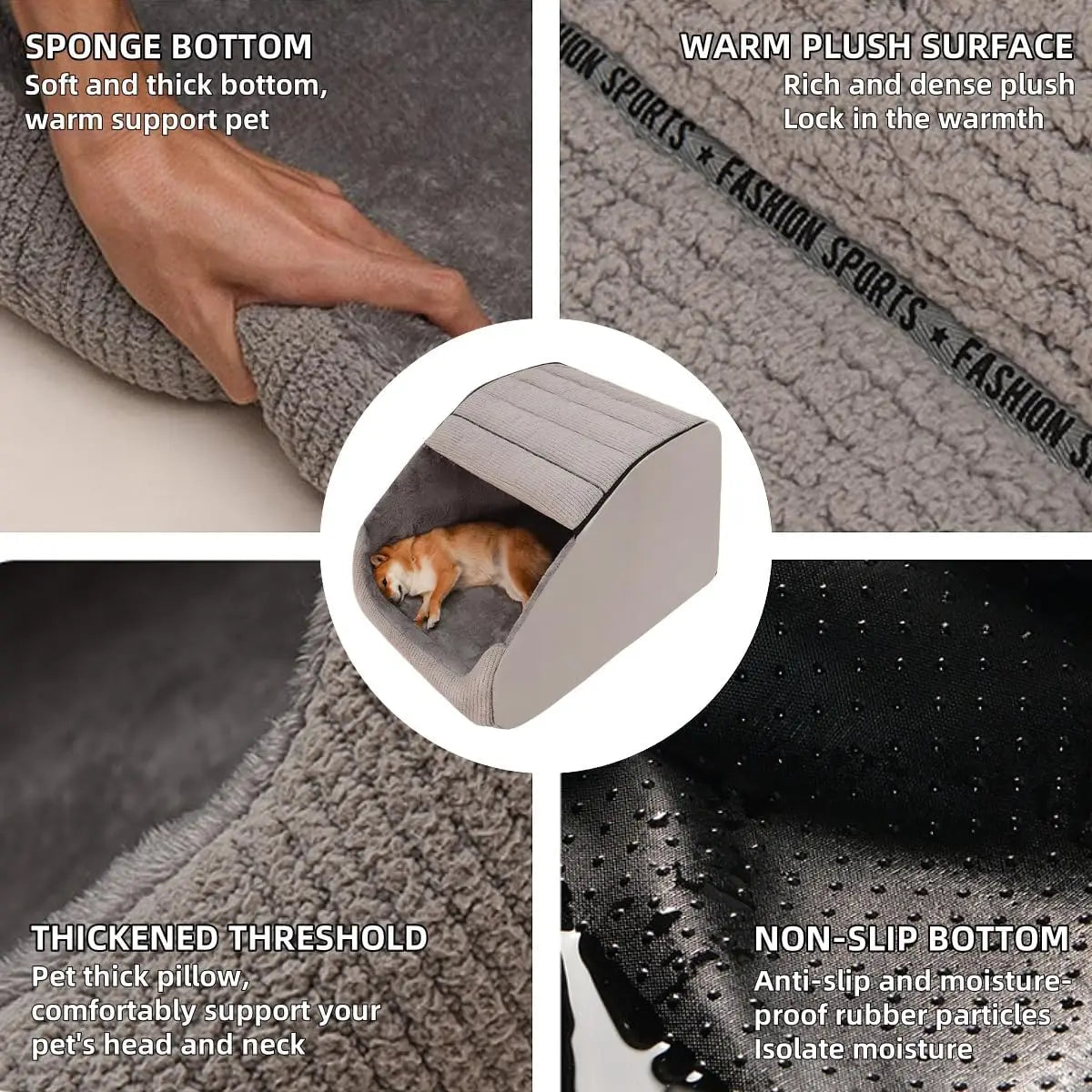 Memory Foam Dog Bed House Plush Cave With Non Slip