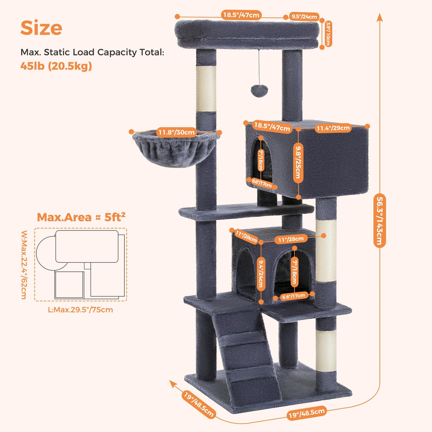 PAWZ Road Cat Tree With Toy Perch And Scratching Posts