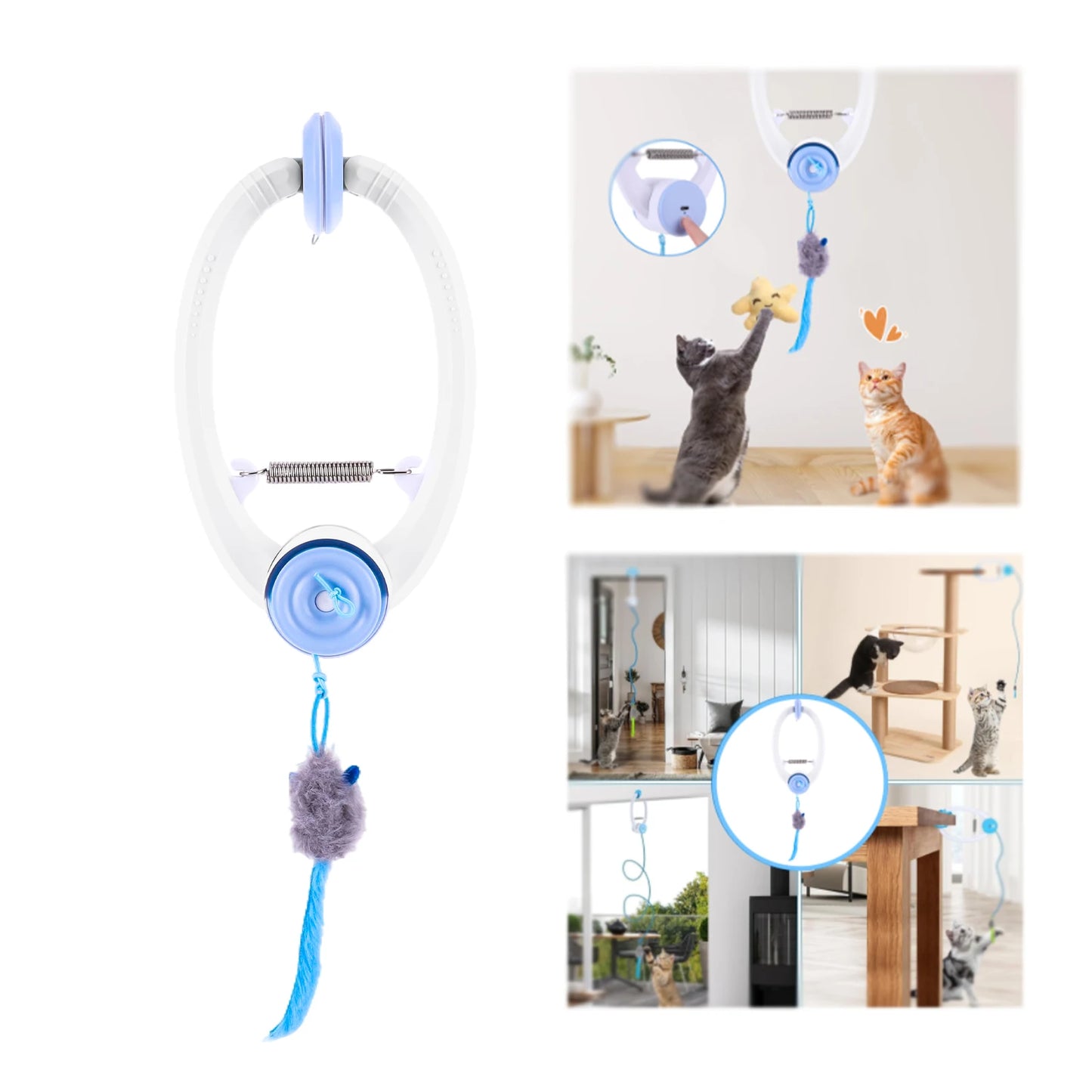 Shunmaii Automatic Door Hanging Cat Toy With 3 Catnip Mice