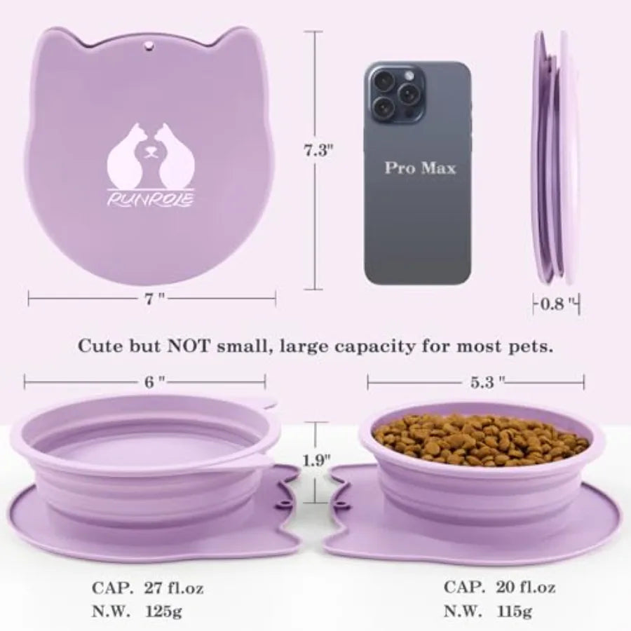 2-In-1 Collapsible Silicone Travel Bowls For Pets Portable Foldable