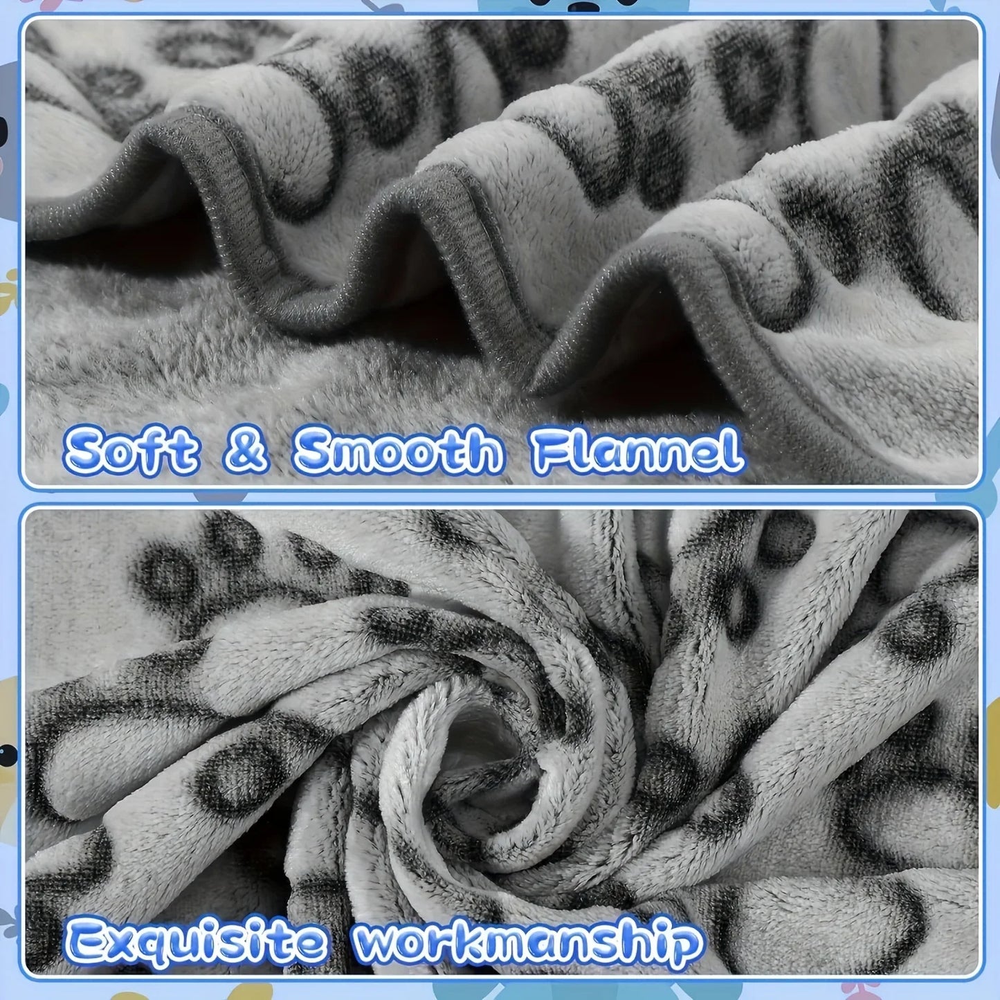 Soft Fluffy Pet Blanket For Cats And Dogs Cartoon Pattern