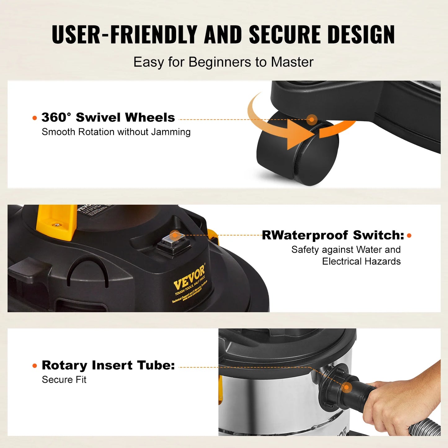 SucceBuy Wet Dry Shop Vacuum Powerful Suction For Carpet Debris