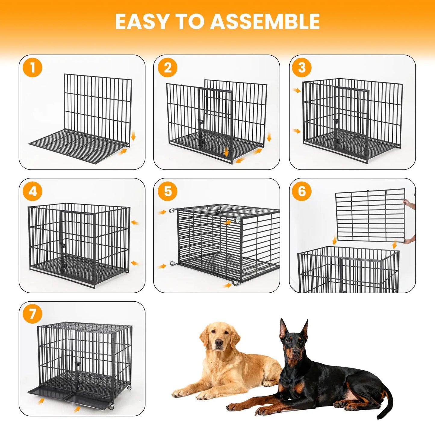 HiMISS Heavy Duty Escape Proof Metal Dog Crate With Doors