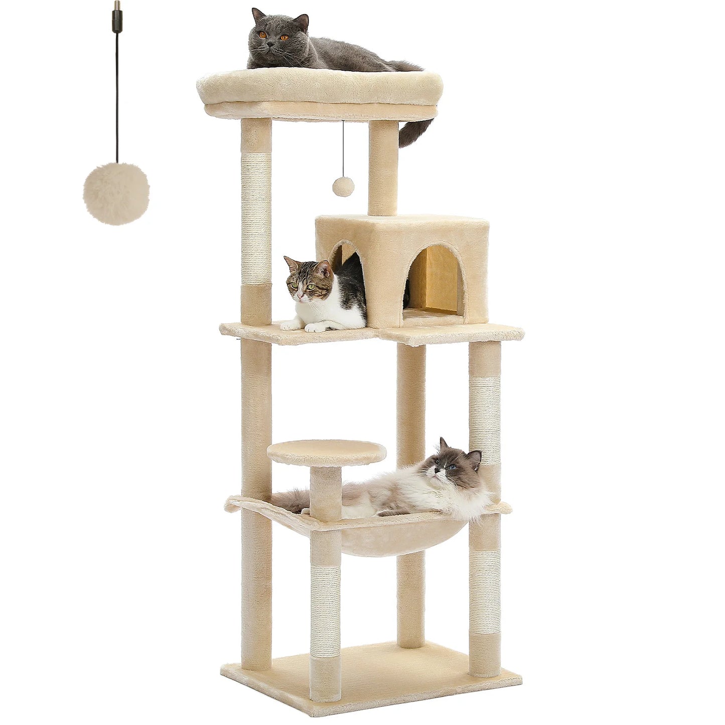 PAWZ Road Cat Tree Indoor 5 Level Tower With Hammock And Scratching Posts