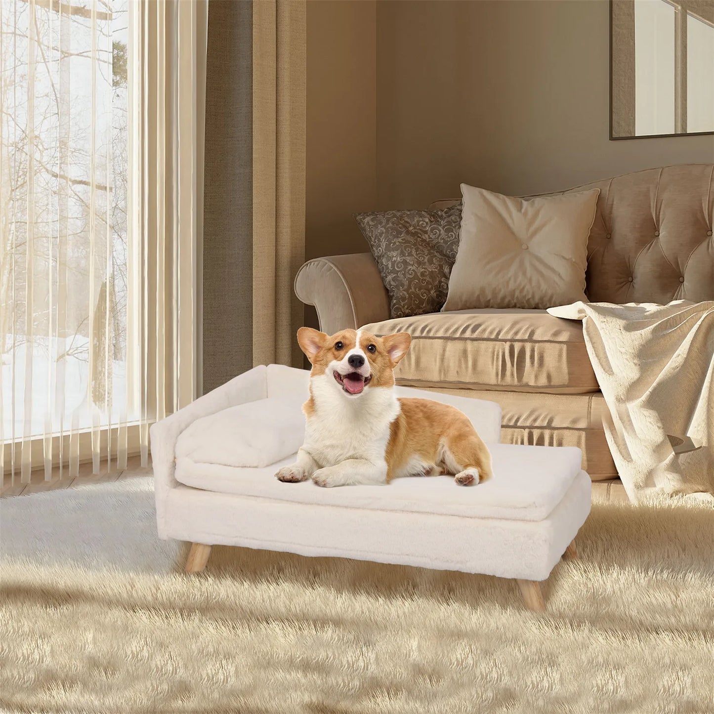 BINGOPAWCN Nordic Elevated Pet Bed With Cozy Pad Waterproof
