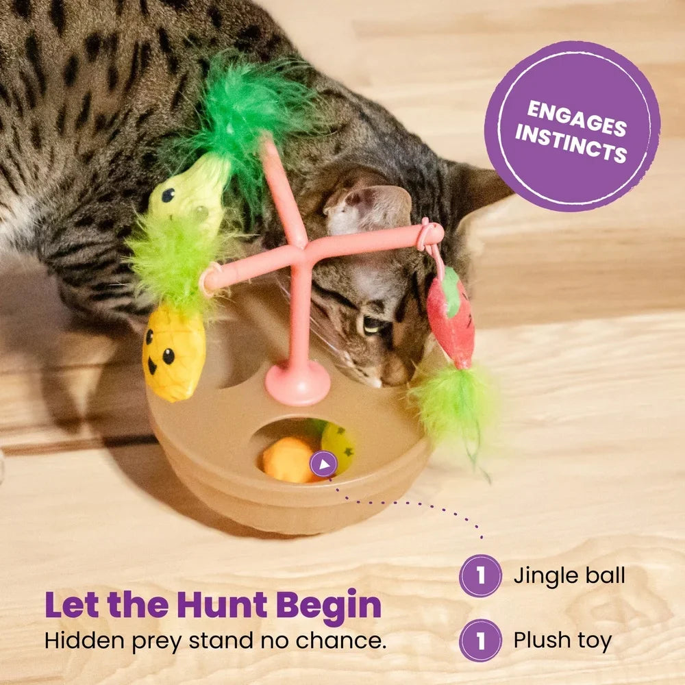Wobbling Cat Toy Fruit Bowl With 5 Interactive Catnip Toys