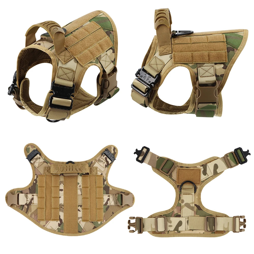 PETRAVEL Military Dog Harness Vest Set With Leash And Patches