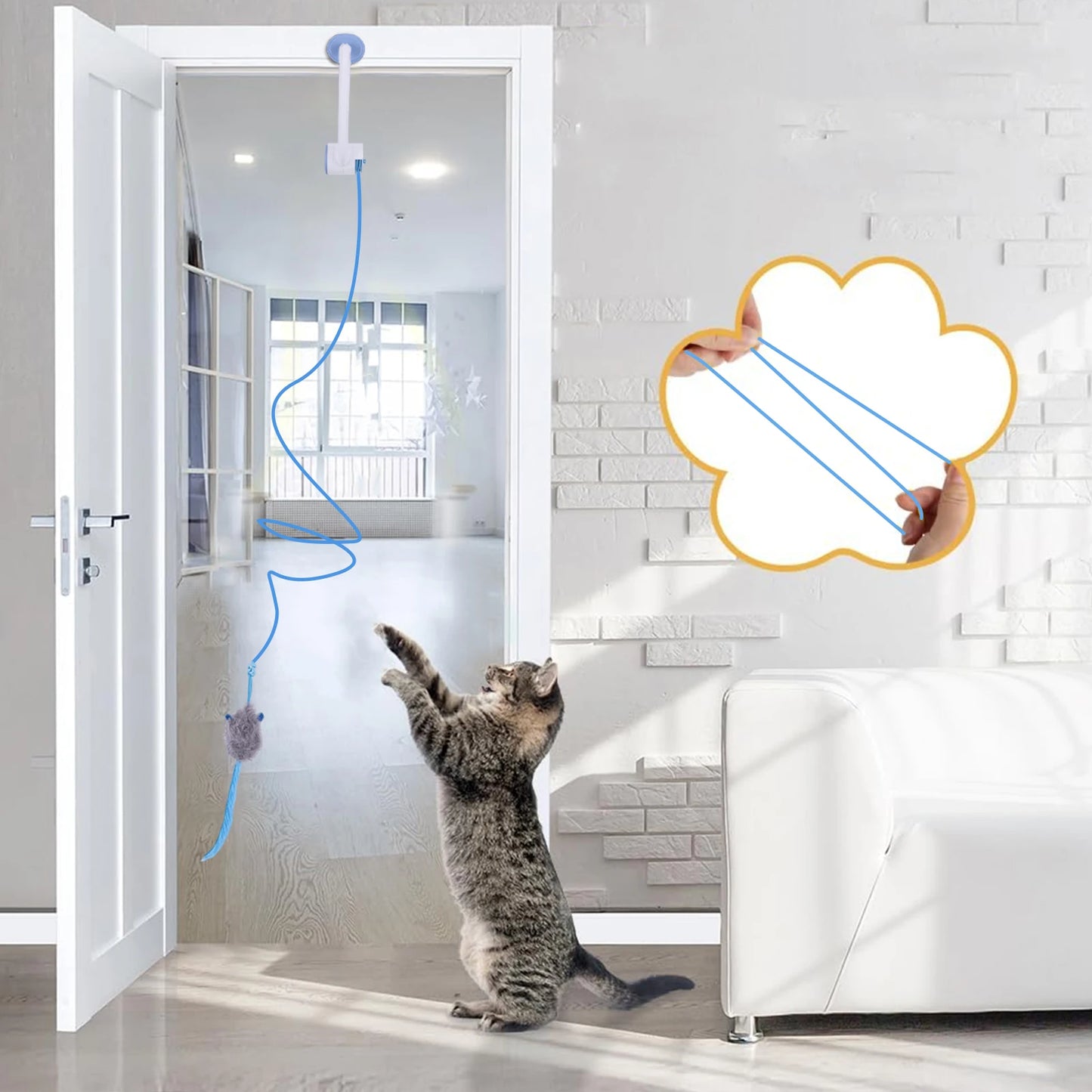 Shunmaii Automatic Door Hanging Cat Toy With 3 Catnip Mice